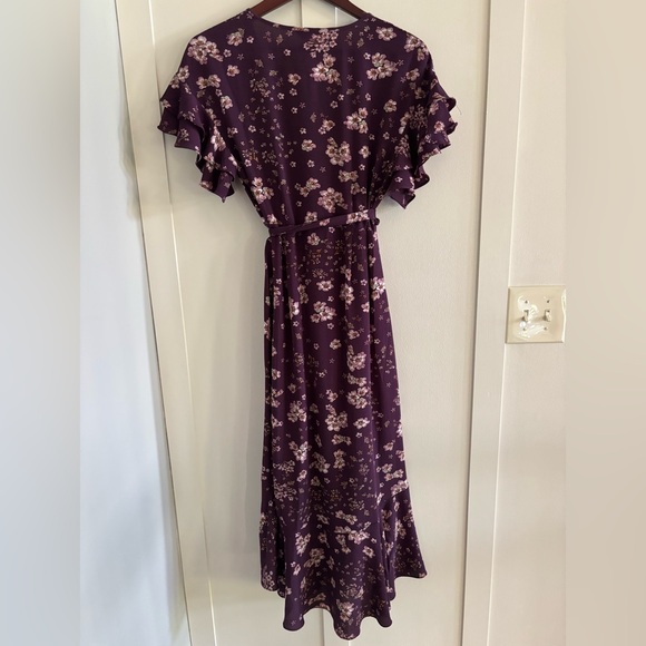 Max Studio High-Low Ruffle Midi Wrap Dress - Picture 6 of 7